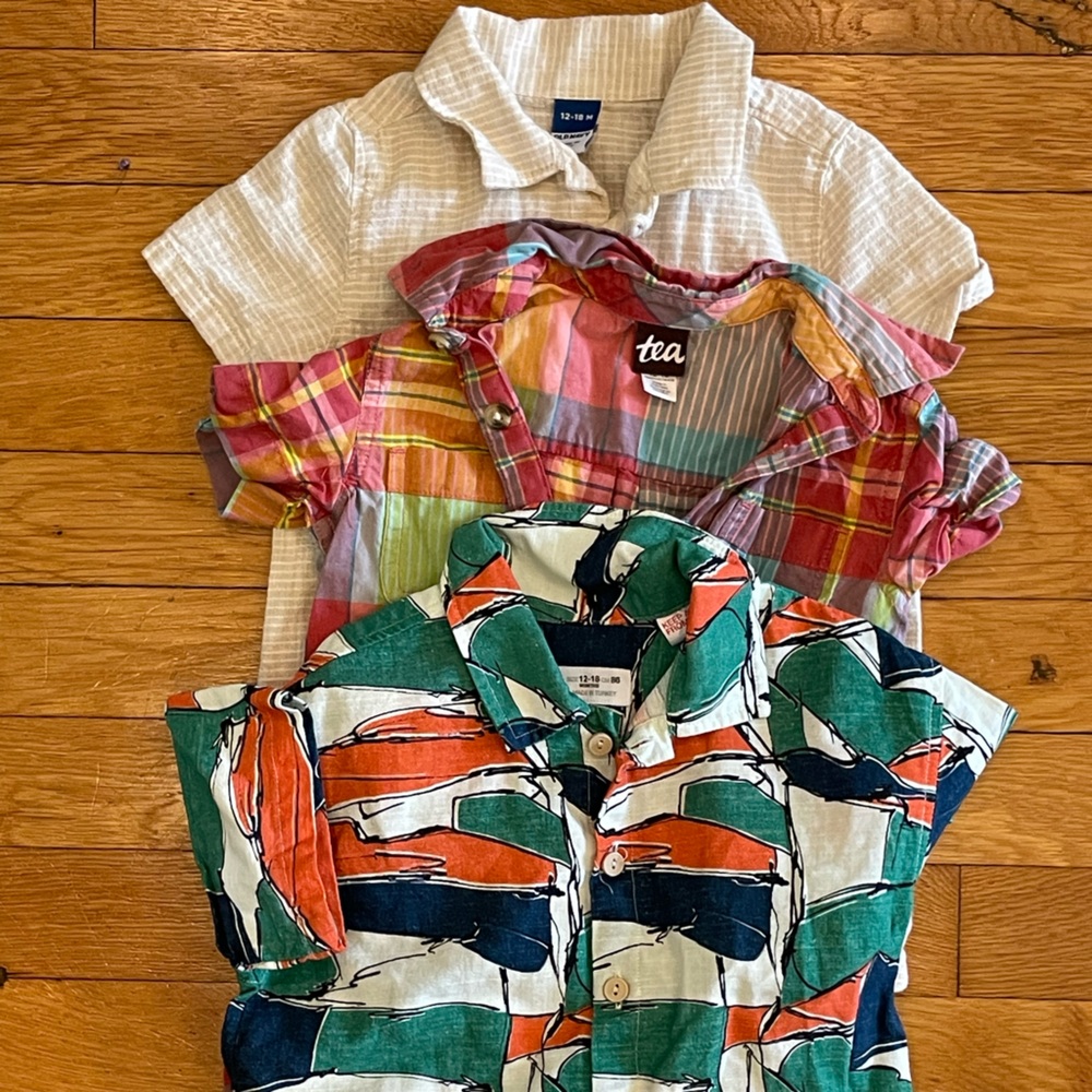 Bundle of 3 collared 12-18 month shirts/rompers